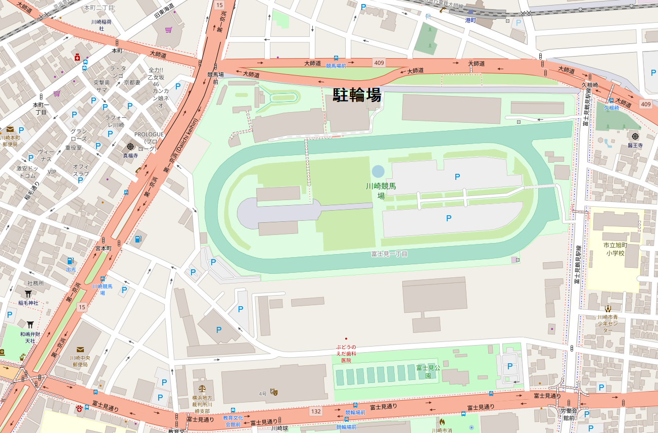 川崎競馬場の駐輪場の地図
