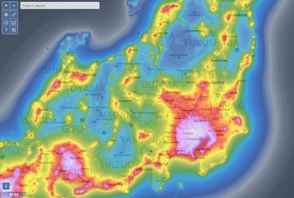 Light pollution map