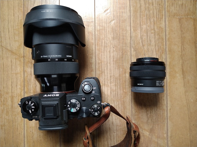 SEL2860と標準レンズの大きさ比較写真