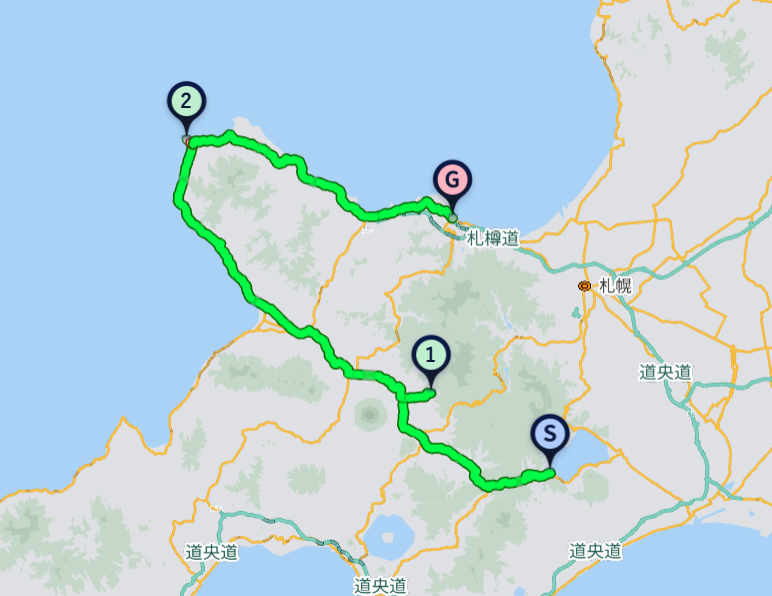 北海道ツーリングのルート