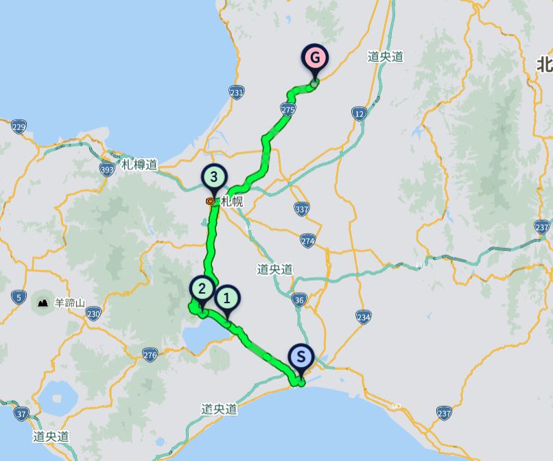 北海道ツーリングのルート