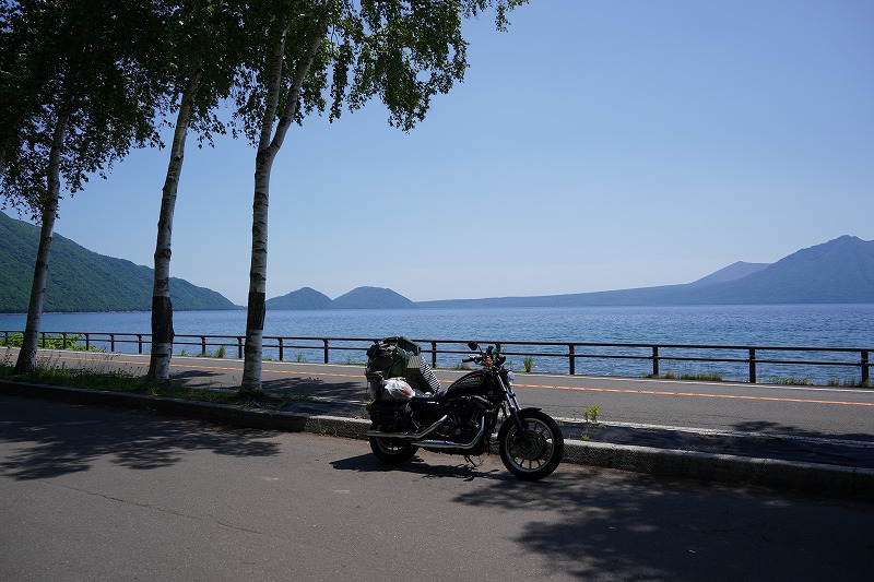 支笏湖前にて