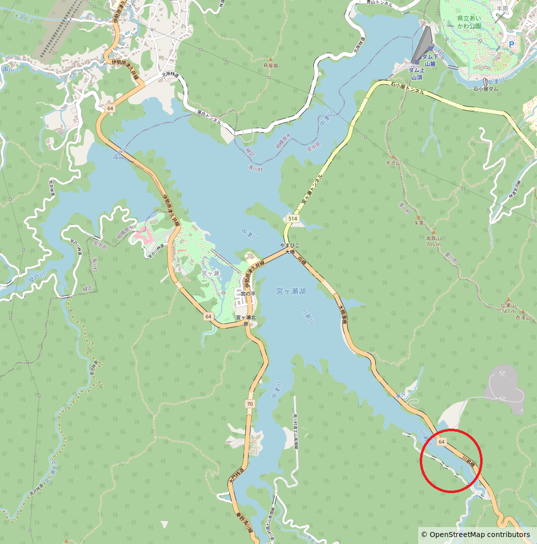 宮ケ瀬ダムの水没した橋